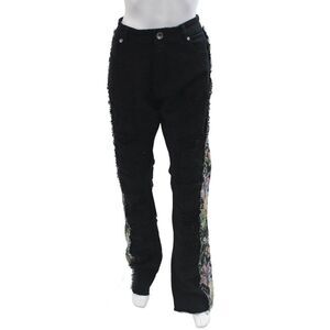 Focus Jeans Mens Straight Jeans Black Floral High Rise Boho Size 36
